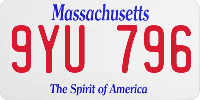 MA license plate 9YU796