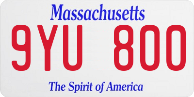 MA license plate 9YU800
