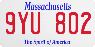 MA license plate 9YU802