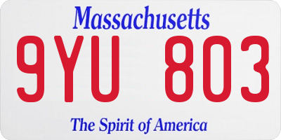 MA license plate 9YU803