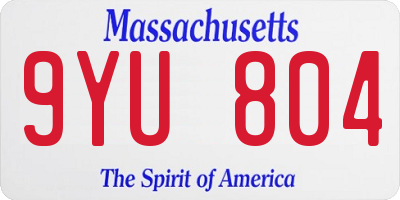 MA license plate 9YU804