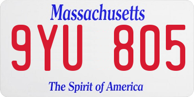 MA license plate 9YU805