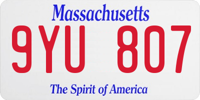 MA license plate 9YU807