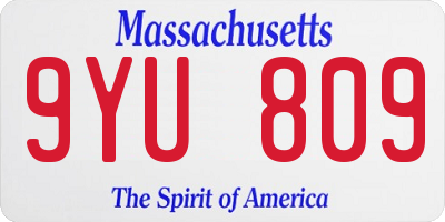 MA license plate 9YU809