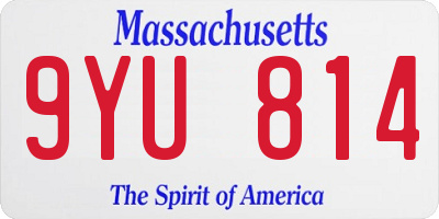MA license plate 9YU814