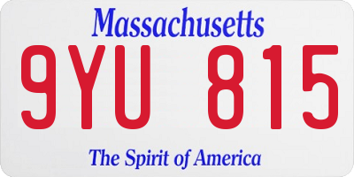 MA license plate 9YU815