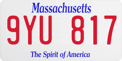 MA license plate 9YU817