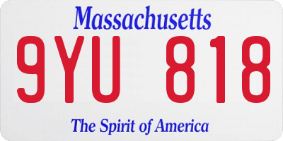 MA license plate 9YU818