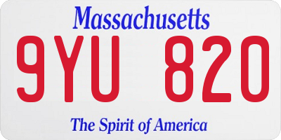 MA license plate 9YU820
