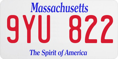 MA license plate 9YU822