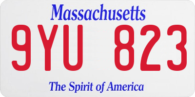 MA license plate 9YU823