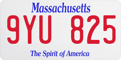 MA license plate 9YU825