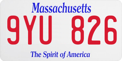 MA license plate 9YU826
