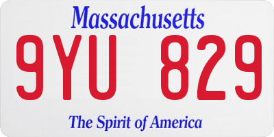 MA license plate 9YU829