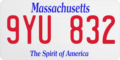 MA license plate 9YU832