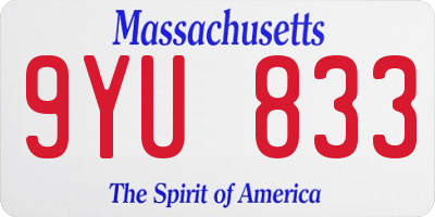 MA license plate 9YU833