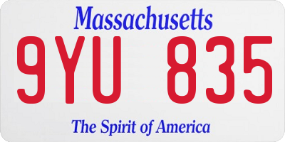 MA license plate 9YU835