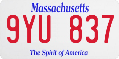MA license plate 9YU837