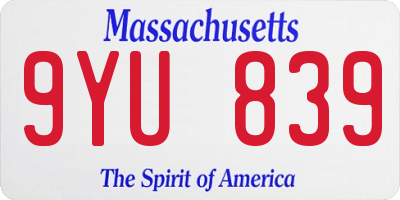MA license plate 9YU839