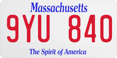 MA license plate 9YU840