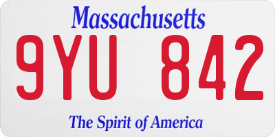 MA license plate 9YU842