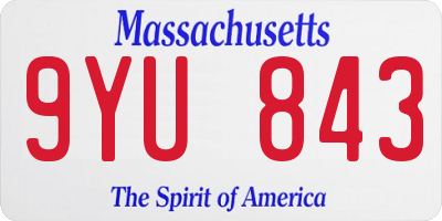 MA license plate 9YU843