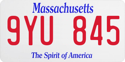 MA license plate 9YU845