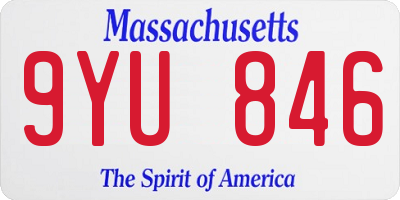 MA license plate 9YU846