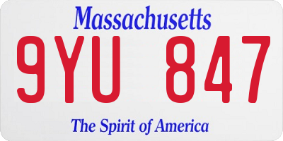 MA license plate 9YU847