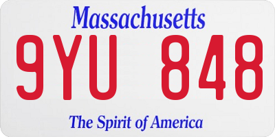 MA license plate 9YU848