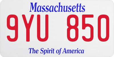 MA license plate 9YU850