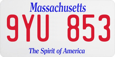 MA license plate 9YU853