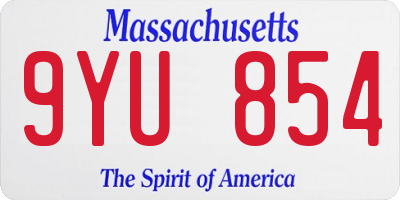 MA license plate 9YU854