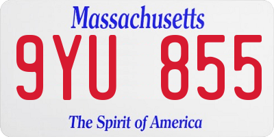 MA license plate 9YU855