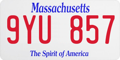 MA license plate 9YU857