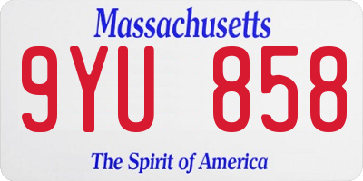 MA license plate 9YU858