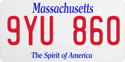 MA license plate 9YU860