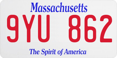 MA license plate 9YU862