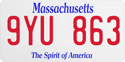MA license plate 9YU863