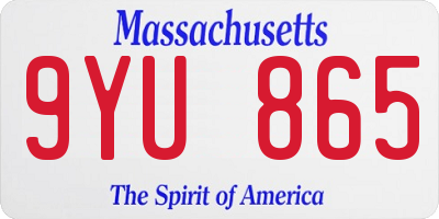 MA license plate 9YU865
