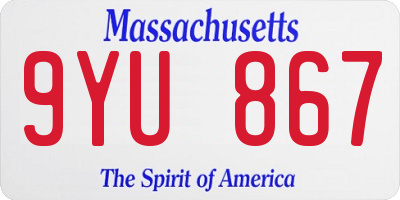 MA license plate 9YU867