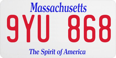 MA license plate 9YU868