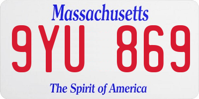 MA license plate 9YU869