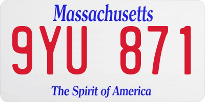 MA license plate 9YU871
