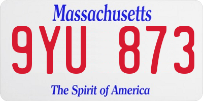 MA license plate 9YU873