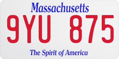 MA license plate 9YU875