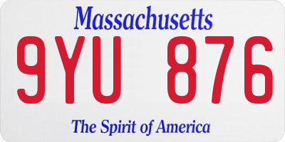MA license plate 9YU876