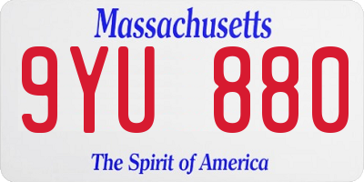 MA license plate 9YU880