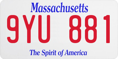 MA license plate 9YU881