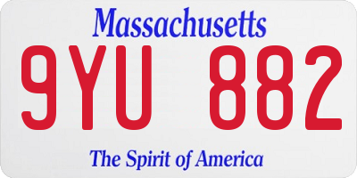 MA license plate 9YU882